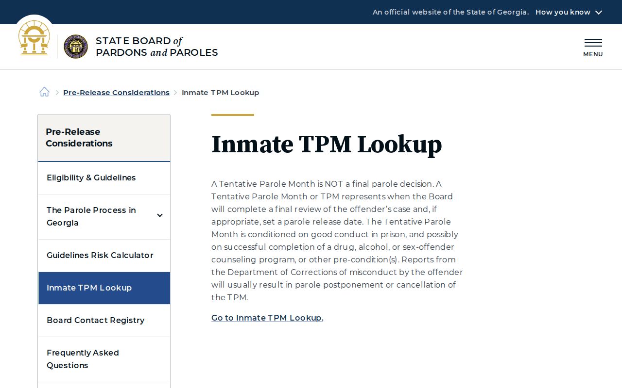 Columbia County projected release date TPM lookup explanation