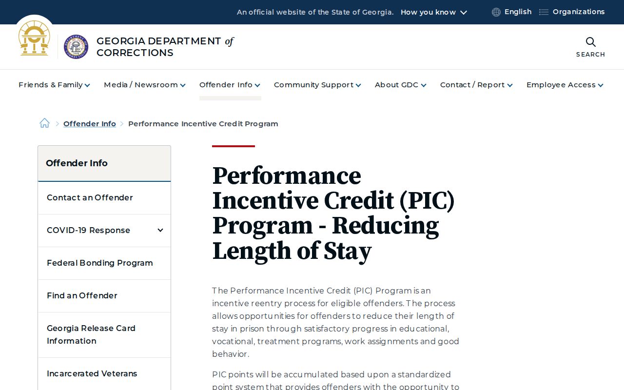 Columbia County projected release date Performance Incentive Credit page